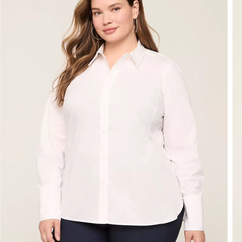 Lane Bryant White Button-Up Blouse